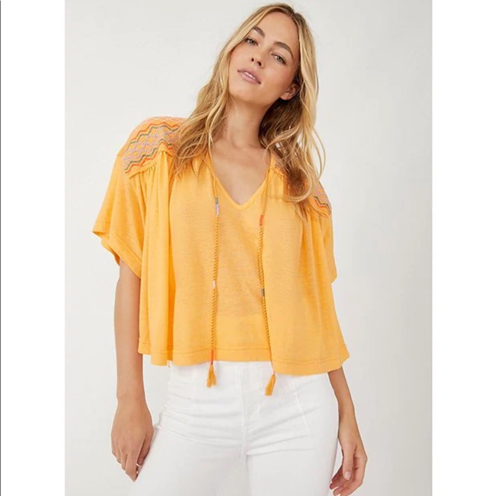 NWT Free People Embroidered Market Top